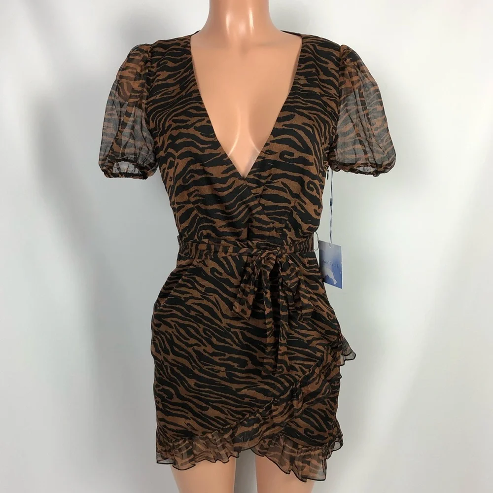 Majorelle Brin Dress Brown Zebra Mini Short Sleeve - Picture 3 of 8